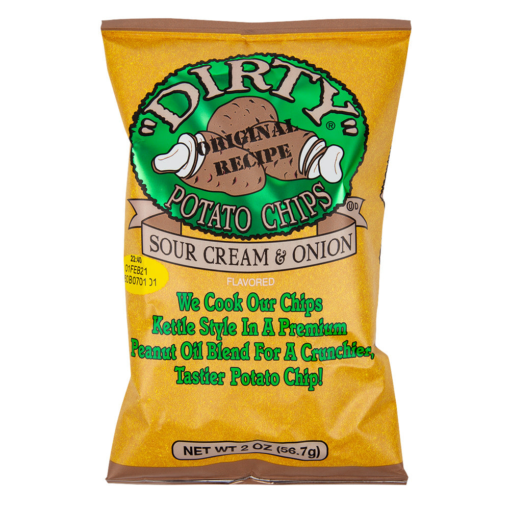 DIRTY SOUR CREAM &amp; ONION POTATO CHIPS 2 OZ BAG *NOT FOR SALE IN CALIFORNIA*