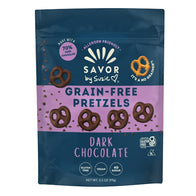 SAVOR BY SUZIE GRAIN-FREE DARK CHOCOLATE COVERED PRETZELS 3.5 OZ BAG