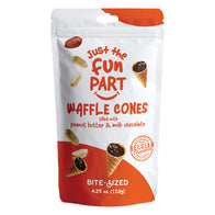 JUST THE FUN PART WAFFLE CONES FILLED WITH PEANUT BUTTER &amp; MILK CHOCOLATE 4.23 OZ PEG BAG