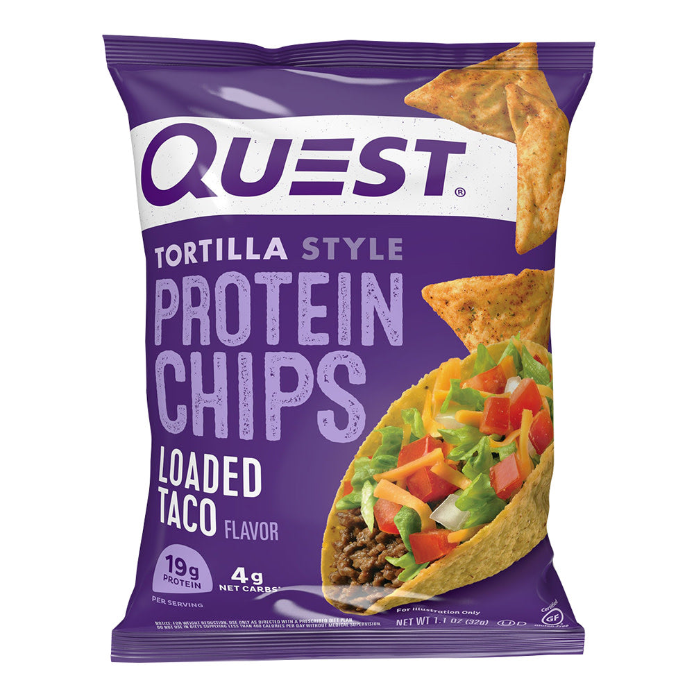 QUEST TORTILLA STYLE PROTEIN CHIPS LOADED TACO 1.1 OZ BAG