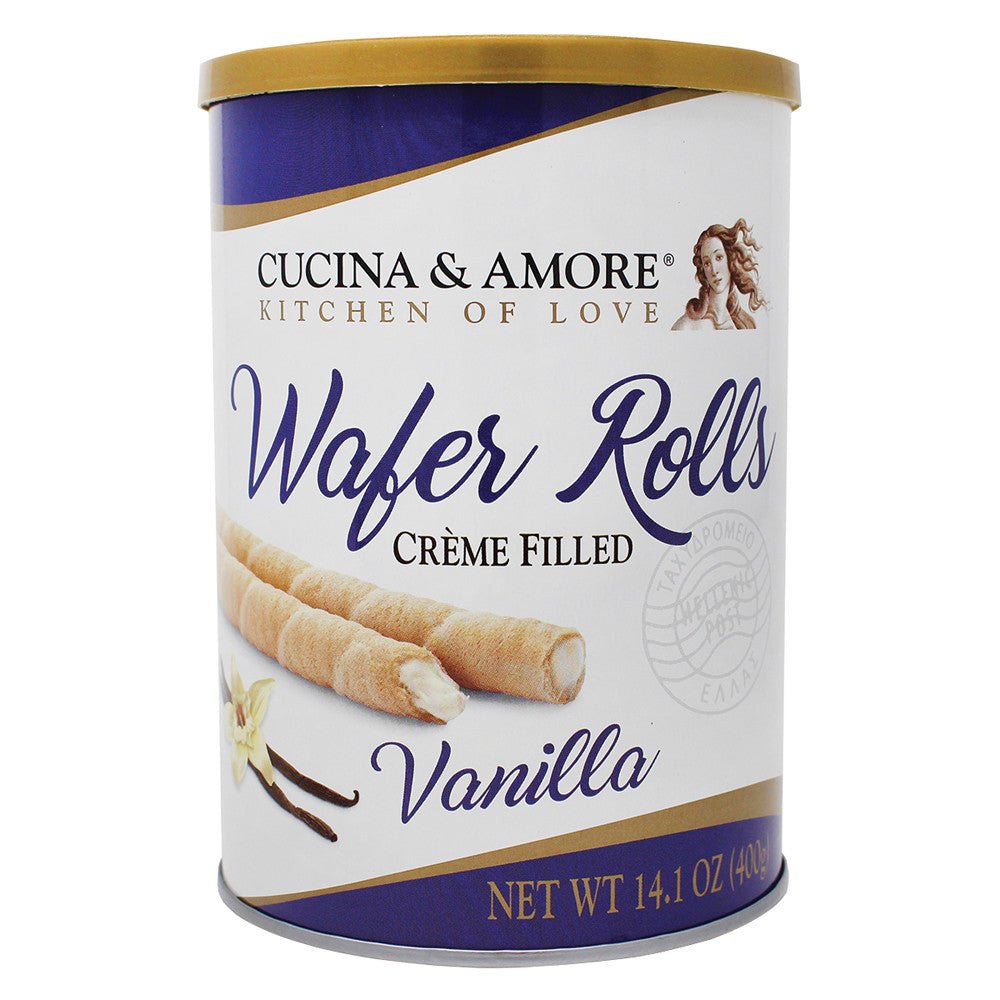 CUCINA &amp; AMORE VANILLA ROLLED WAFERS 14.1 OZ CANISTER