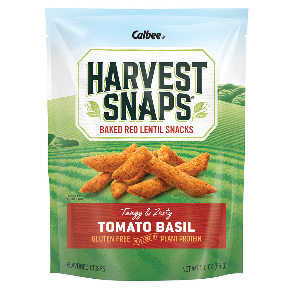 CALBEE HARVEST SNAPS TOMATO BASIL LENTIL BEAN CRISPS 3 OZ POUCH