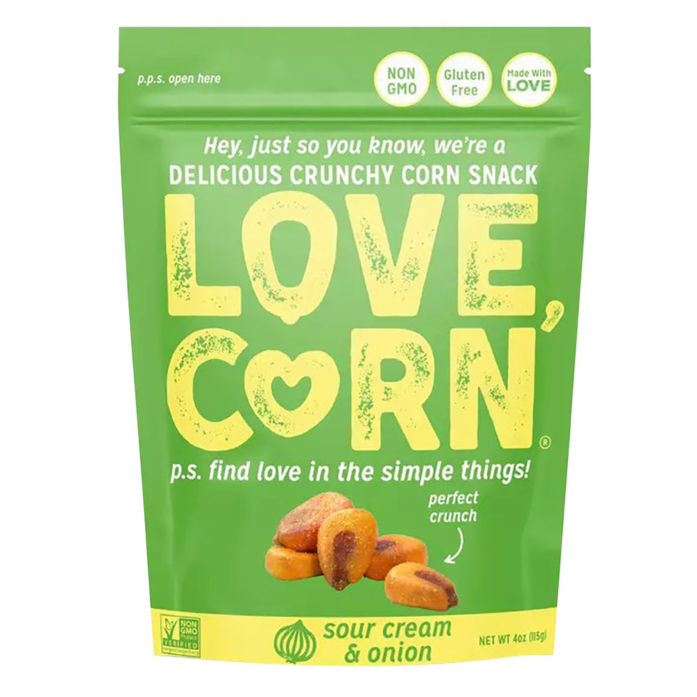 LOVE CORN - SOUR CREAM AND ONION POUCH - 4OZ