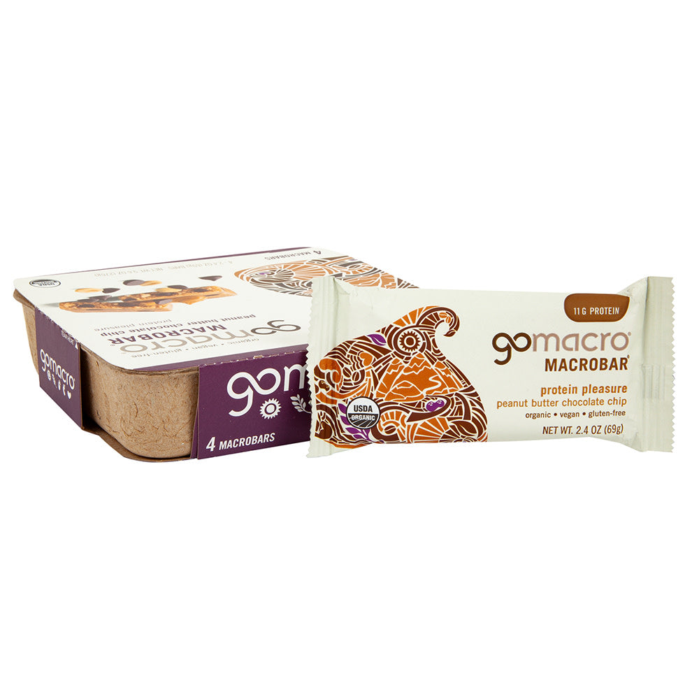 GOMACRO PEANUT BUTTER CHOCOLATE CHIP BAR 2.4 OZ BOX