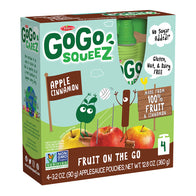 GOGO SQUEEZE APPLE CINNAMON APPLESAUCE ON THE GO 4 PACK 3.2 OZ BOX
