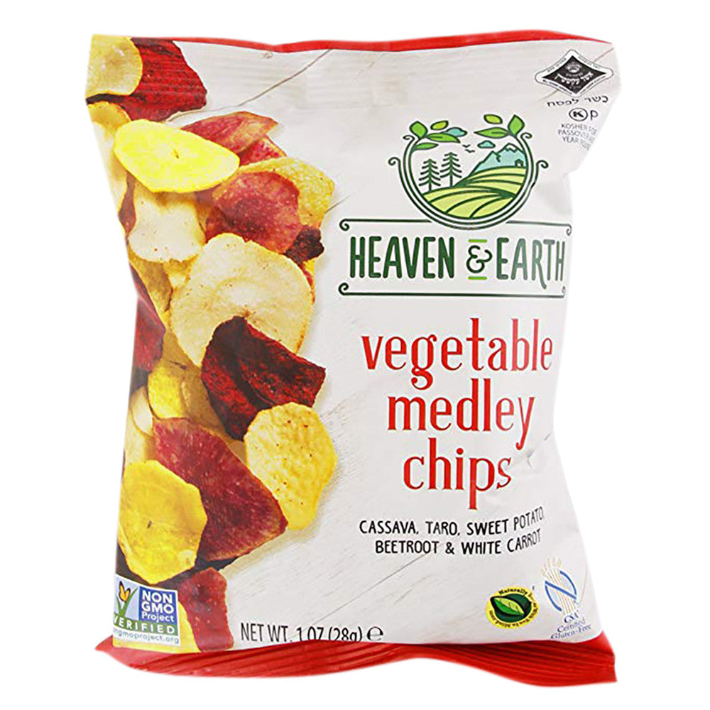 HEAVEN &amp; EARTH VEGETABLE MEDLEY CHIPS 1 OZ BAG