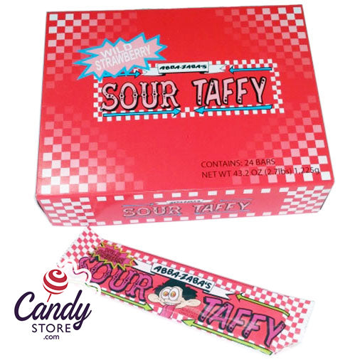 Abba Zaba Strawberry Sour Taffy - 24ct CandyStore.com