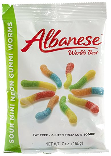 Albanese Mini Neon Sour Worms Peg Bag - 12ct CandyStore.com