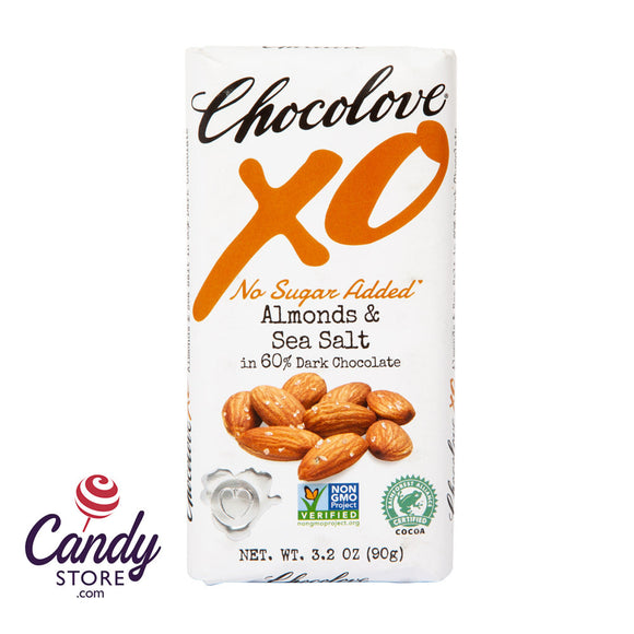 Almond Sea Salt 60% Dark Chocolate Chocolove XO Bars - 12ct (No Sugar Added) CandyStore.com