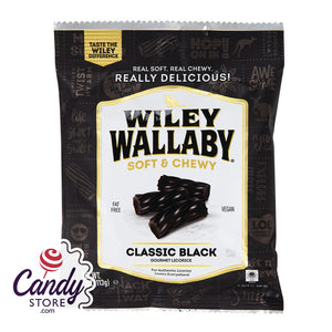 Australian Style Black Liquorice Wiley Wallaby - 16ct Peg Bags CandyStore.com