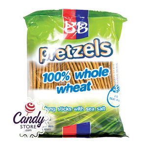 B&B 100% Whole Wheat Sea Salt Pretzel Sticks 5oz Bags - 24ct CandyStore.com