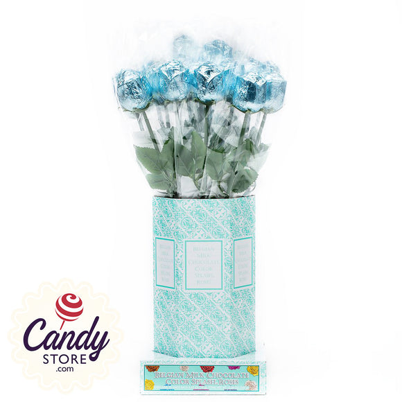 Baby Blue Foil Milk Chocolate Roses - 20ct CandyStore.com