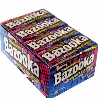 Bazooka 10pc Original and Blue Razzberry Packs - 12ct CandyStore.com