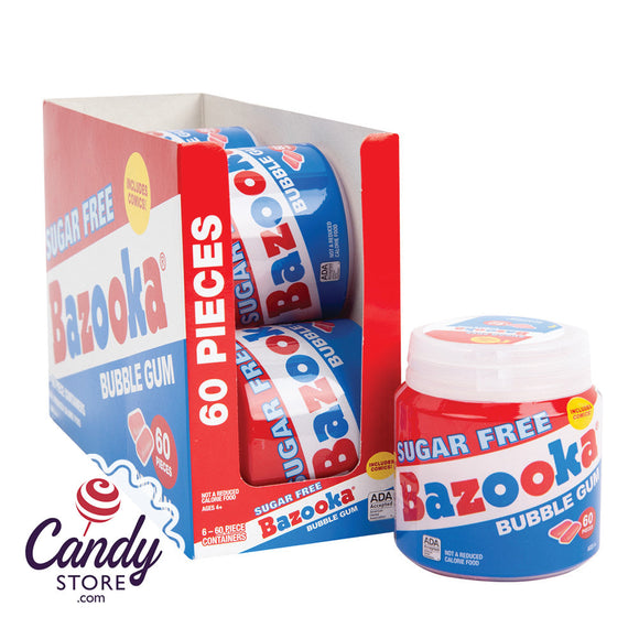 Bazooka Sugar Free 60-Piece Containers w Comics - 6ct CandyStore.com