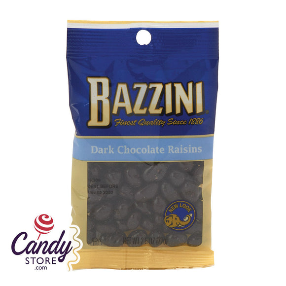 Bazzini Dark Chocolate Raisins 2.75oz Peg Bags - 12ct CandyStore.com
