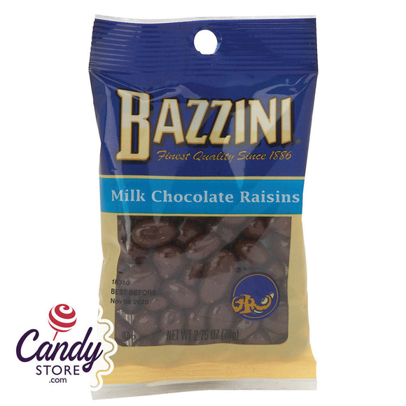 Bazzini Milk-Chocolate Raisins 2.75oz Peg Bags - 12ct CandyStore.com