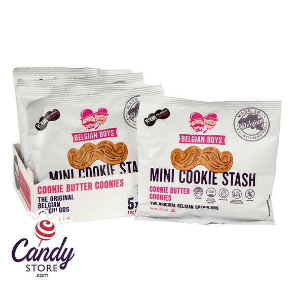 Belgian Boys Mini Cookie Stash Mustache Cookies 1oz Bag - 8ct CandyStore.com