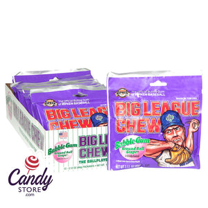 Big League Chew Grape Bubblegum 2.12oz Pouch - 12ct CandyStore.com