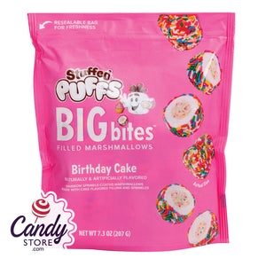 Birthday Cake Marshmallows Stuffed Puffs Big Bites - 8ct Pouches CandyStore.com