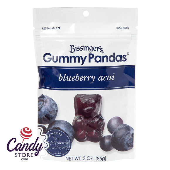 Bissinger's Blueberry Acai Gummy Pandas 3oz Pouch - 12ct CandyStore.com
