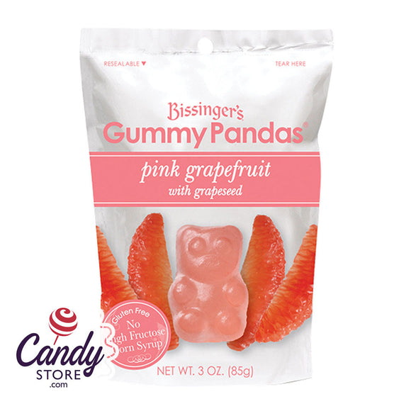 Bissinger's Pink Grapefruit Gummy Pandas 3oz Pouch - 12ct CandyStore.com