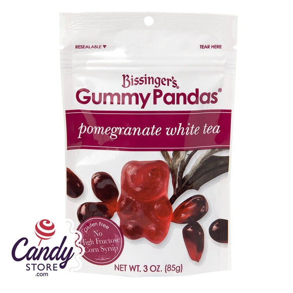 Bissinger's Pomegranate White Tea Gummy Pandas 3oz Pouch - 12ct CandyStore.com