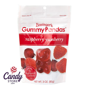 Bissinger's Raspberry Yumberry Gummy Pandas 3oz Pouch - 12ct CandyStore.com