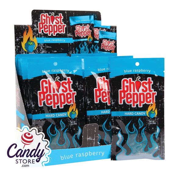 Blue Raspberry Ghost Pepper Hard Candy Peg Bags - 24ct CandyStore.com