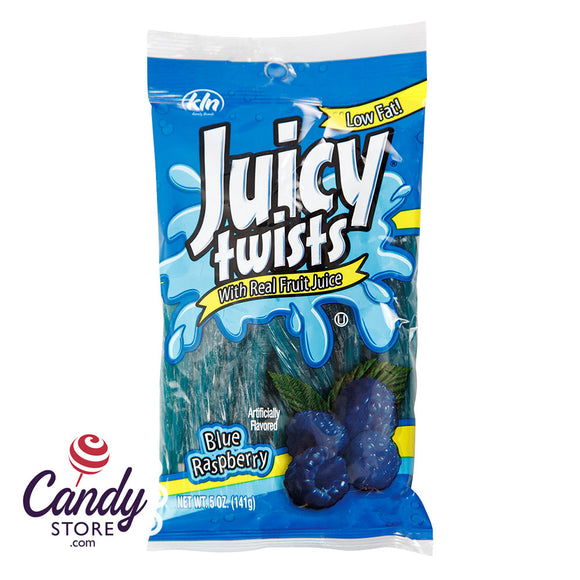 Blue Raspberry Juicy Twists 5oz Peg Bag - 12ct CandyStore.com