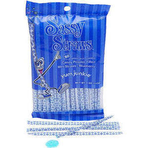 Blueberry Sassy Straws Powder Candy - 50-piece Bags - 12ct CandyStore.com