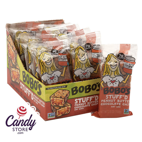 Bobo's Peanut Butter Filled Chocolate Chip Oat 2.5oz Bar - 12ct CandyStore.com
