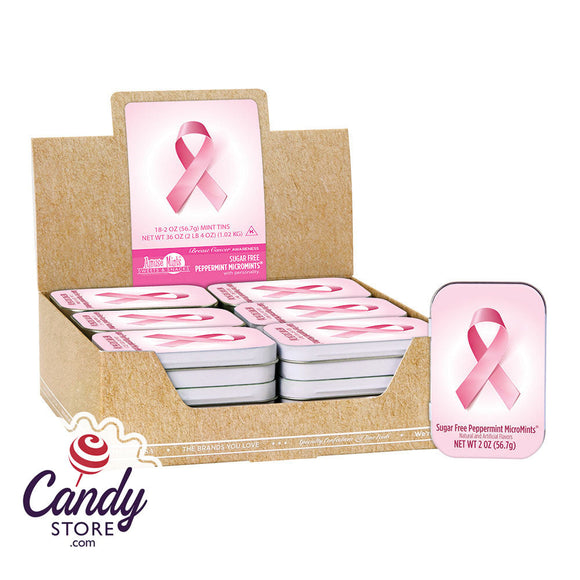 Breast Cancer Awareness Pink Ribbon Peppermint Micro Mints 2oz Tin 18ct ...