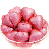 Bright Pink Foil Chocolate Hearts - 10lb CandyStore.com
