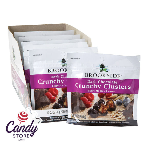 Brookside Dark Chocolate Crunchy Fruit Clusters 2.5oz Pouch - 10ct CandyStore.com