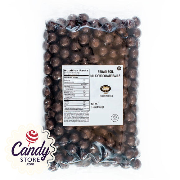 Brown Foil Chocolate Balls - 3lb Bulk CandyStore.com