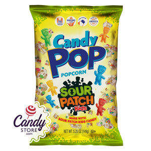 Candy Pop Sour Patch Kids Popcorn 5.25oz Bags - 12ct CandyStore.com