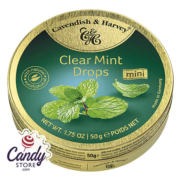 Cavendish & Harvey Clear Mint Drops 1.75oz Tin - 7ct CandyStore.com