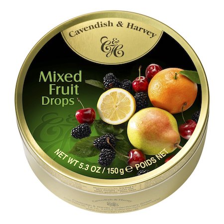 Cavendish & Harvey Mixed Fruit Drops Tin - 12ct CandyStore.com