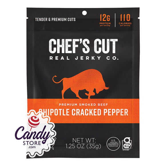 Chef's Cut Chipotle Cracked Pepper Steak Jerky 1.25oz Bags - 12ct CandyStore.com