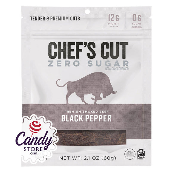 Chef's Cut Zero Sugar Black Pepper Beef Jerky 2oz Peg Bags - 8ct CandyStore.com