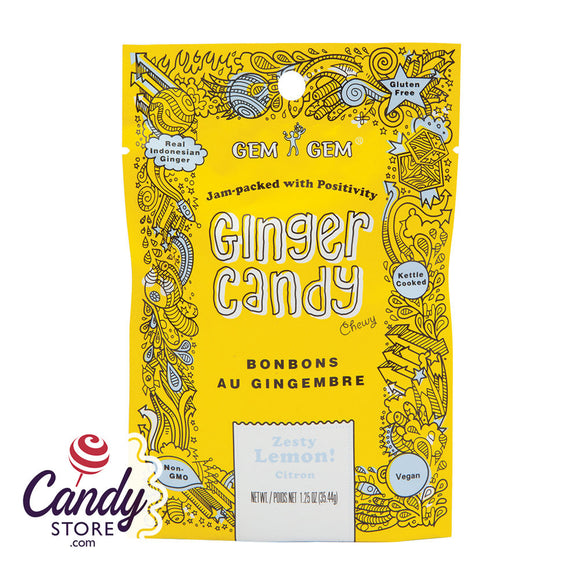 Chewy Lemon Gem Gem Ginger Candy - 12ct Peg Bags CandyStore.com