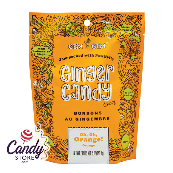 Chewy Orange Gem Gem Ginger Candy - 12ct Peg Bags CandyStore.com