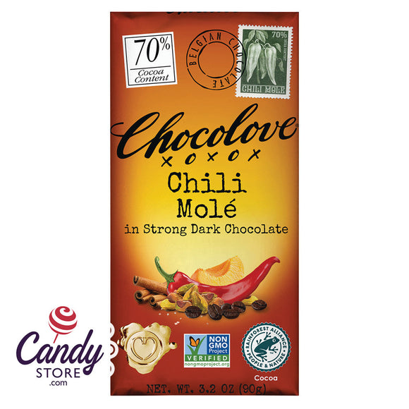 Chili Mole 70% Dark Chocolate Chocolove Bars - 12ct CandyStore.com
