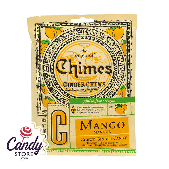 Chimes Mango Ginger Chews 5oz Peg Bags - 20ct CandyStore.com