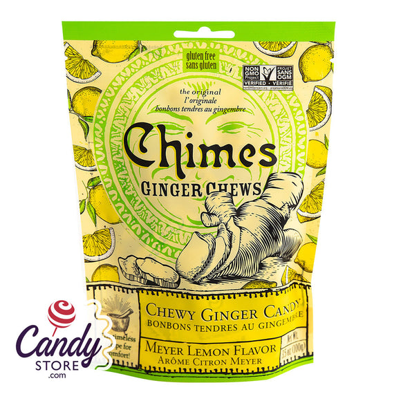 Chimes Meyer Lemon Ginger Chews 3.5oz Pouch - 72ct CandyStore.com