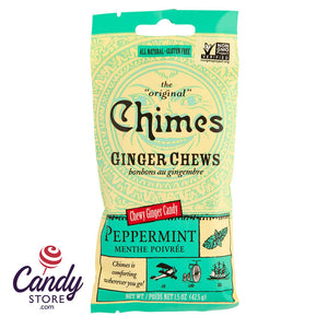 Chimes Peppermint Ginger Chews 1.5oz Bag - 12ct CandyStore.com