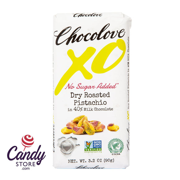 Chocolove Xo NSA Dry Roasted Pistachio In 40% Milk Chocolate 3.2oz Bar - 12ct CandyStore.com