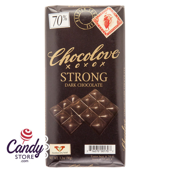 Chocolove Xoxo 70% Strong Dark Chocolate Bars - 12ct CandyStore.com