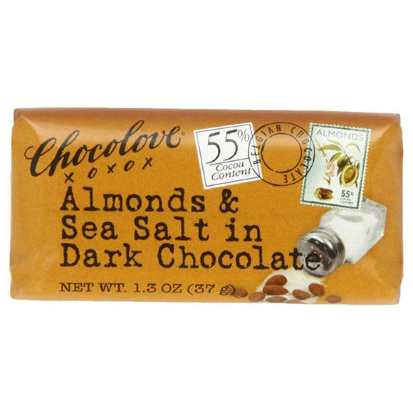 Chocolove Xoxo Almond & Sea Salt Dark Chocolate Mini Bars - 12ct CandyStore.com