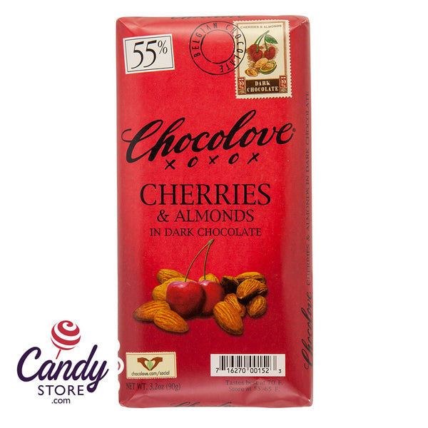 Chocolove Xoxo Cherry & Almond Dark Chocolate Bars - 12ct